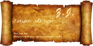 Zatyko János névjegykártya